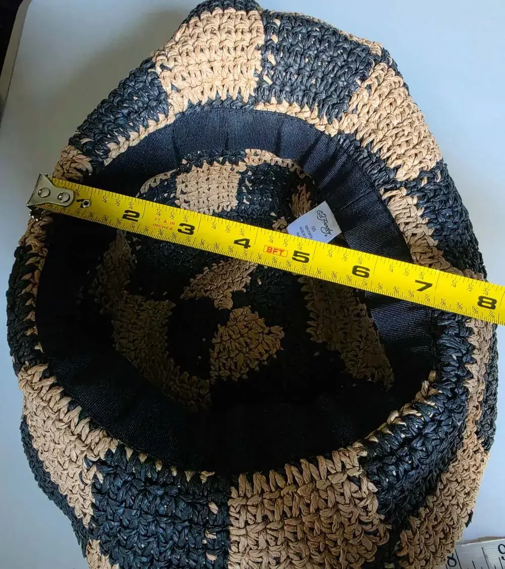 NWOT Ed Hardy Black Brown Paper Crochet Bucket Hat